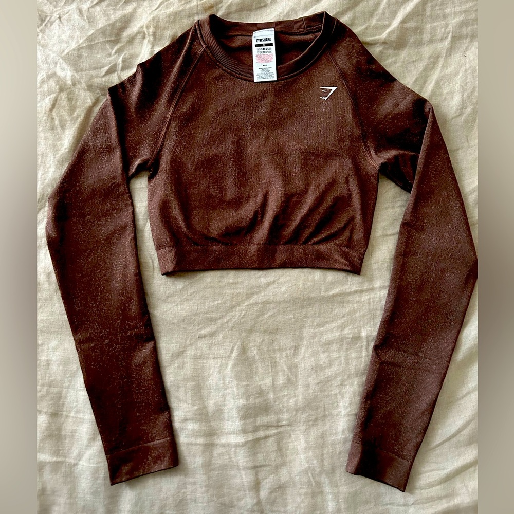 Gymshark Cropped Long Sleeve in Brown Marl